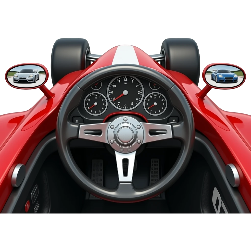 Interior car on a race track with cars and race cars emoji