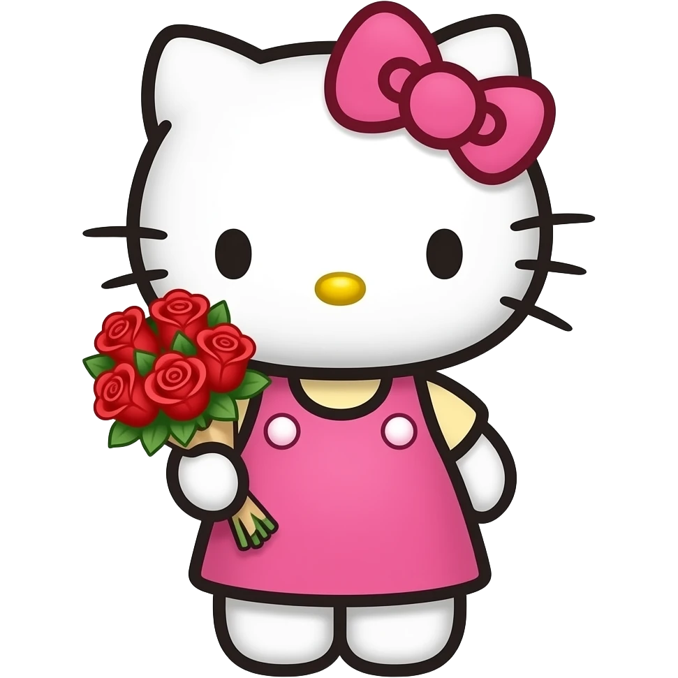 hello kitty handing out flowers emoji