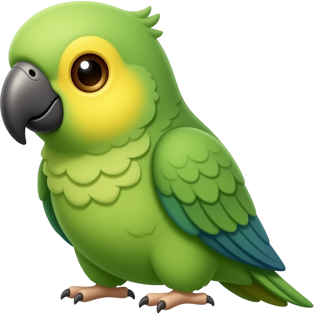 This image appears to be a digital illustration of a cute green parrot high color contrast emoji