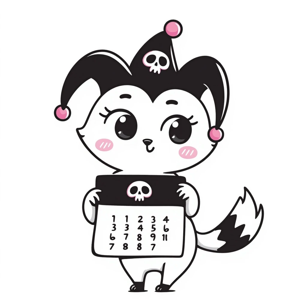 kuromi holding a calendar emoji