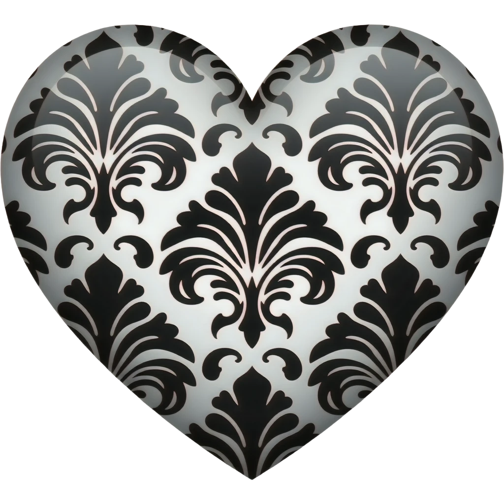 heart with black damask pattern emoji