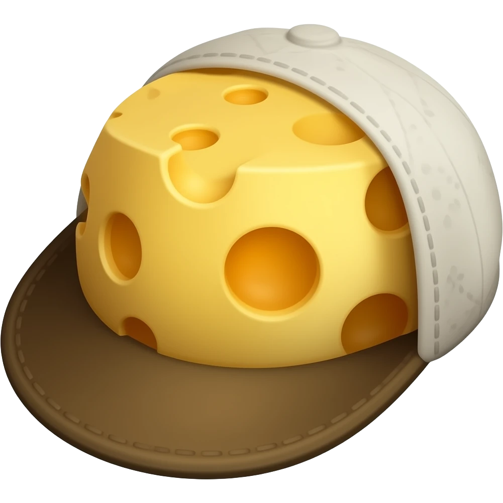 round swiss cheese head hat emoji