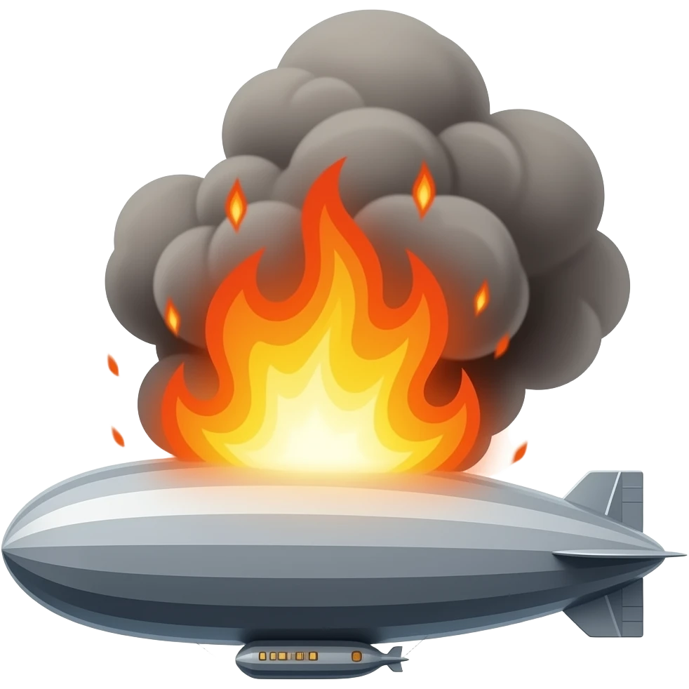 cinematic realistic scene of a german zeppelin 'hindenburg' burning emoji
