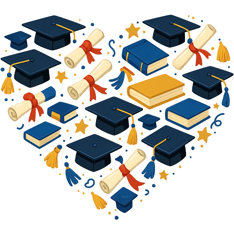 heart with a graduation theme emoji