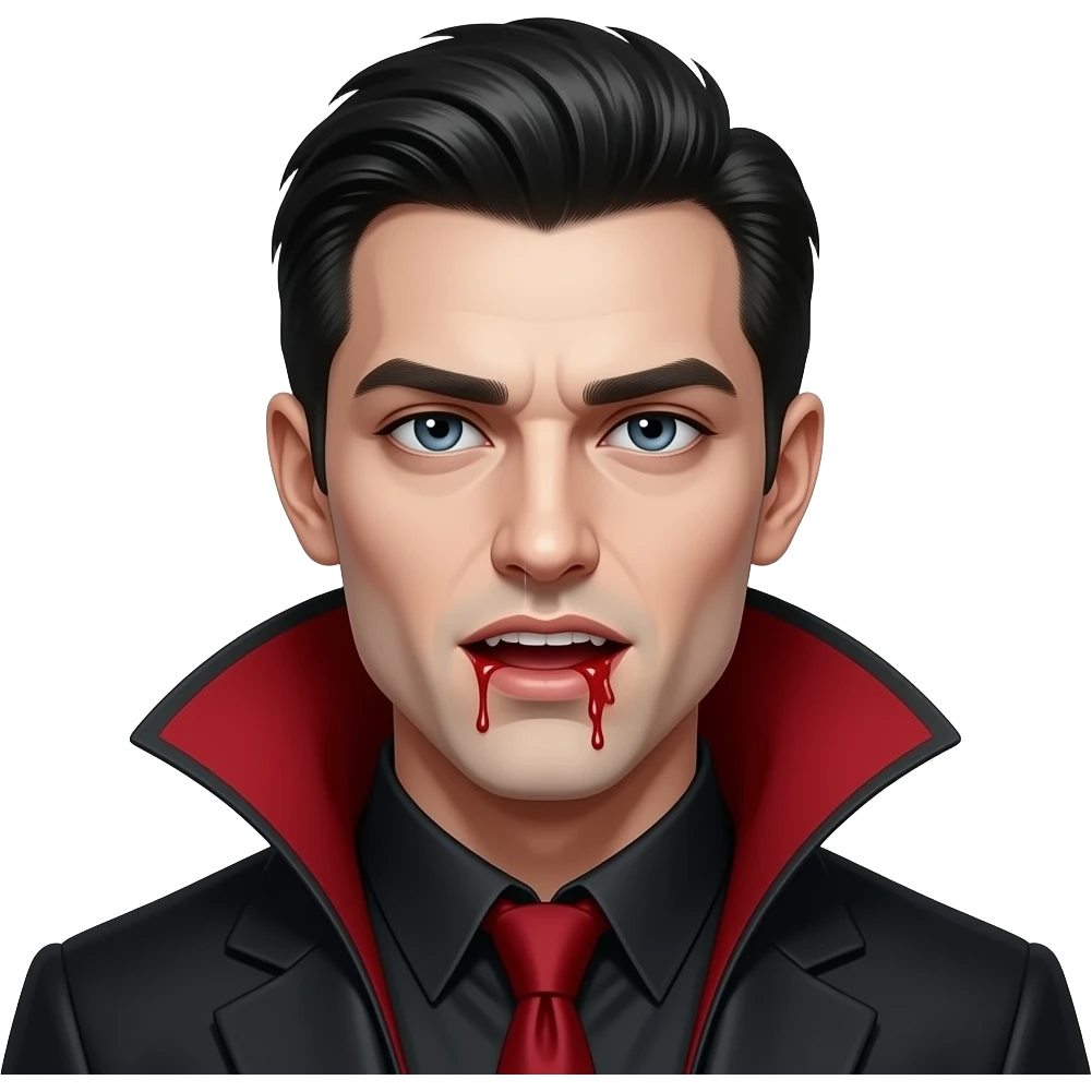 Closeup of a sexy gothic vampire-man biting a neck emoji