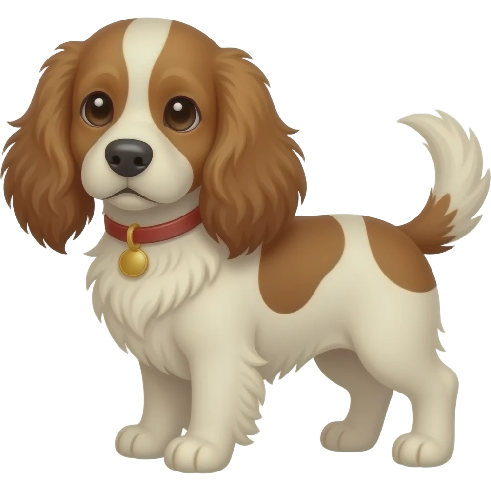 A cocker spaniel with brown ears and a brown face with little spots of white near its Nose emoji