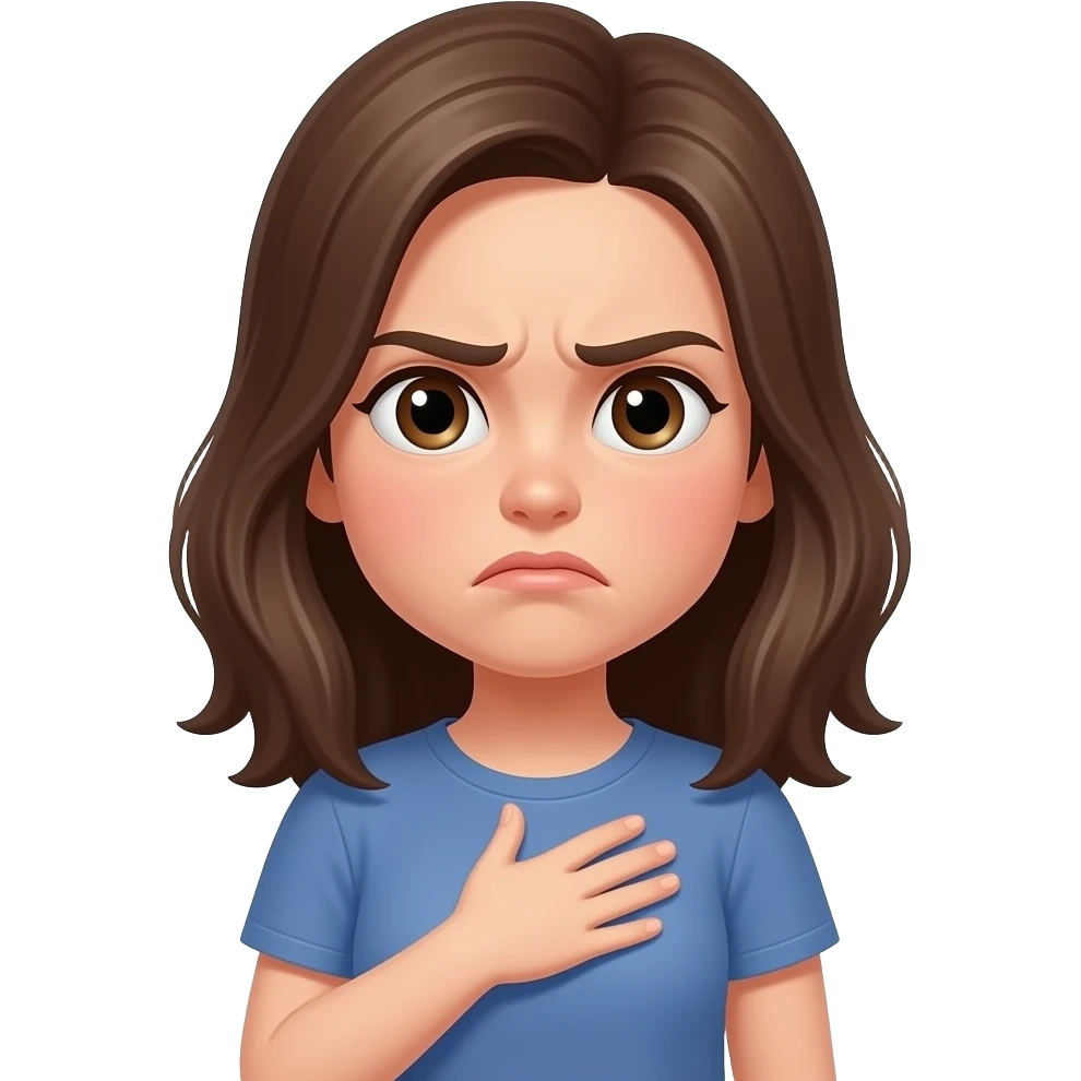 Girl with one hand on chest because offended disgusted face emoji