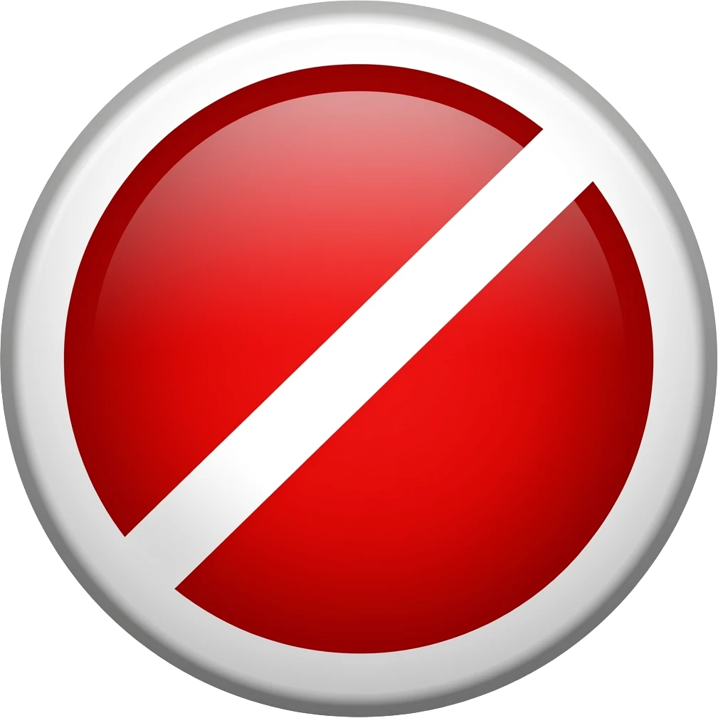 A red circle with a line, representing a stop sign or ban symbol. Commonly used for prohibition or restriction warnings. emoji
