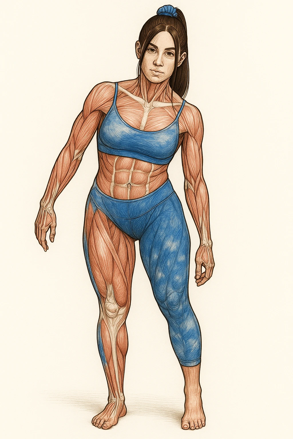 Anatomical style illustration inspired by the photo showing muscles less developed on one side of the body due to asymmetries, highlighting the muscular difference between the two sides, variant 5. emoji