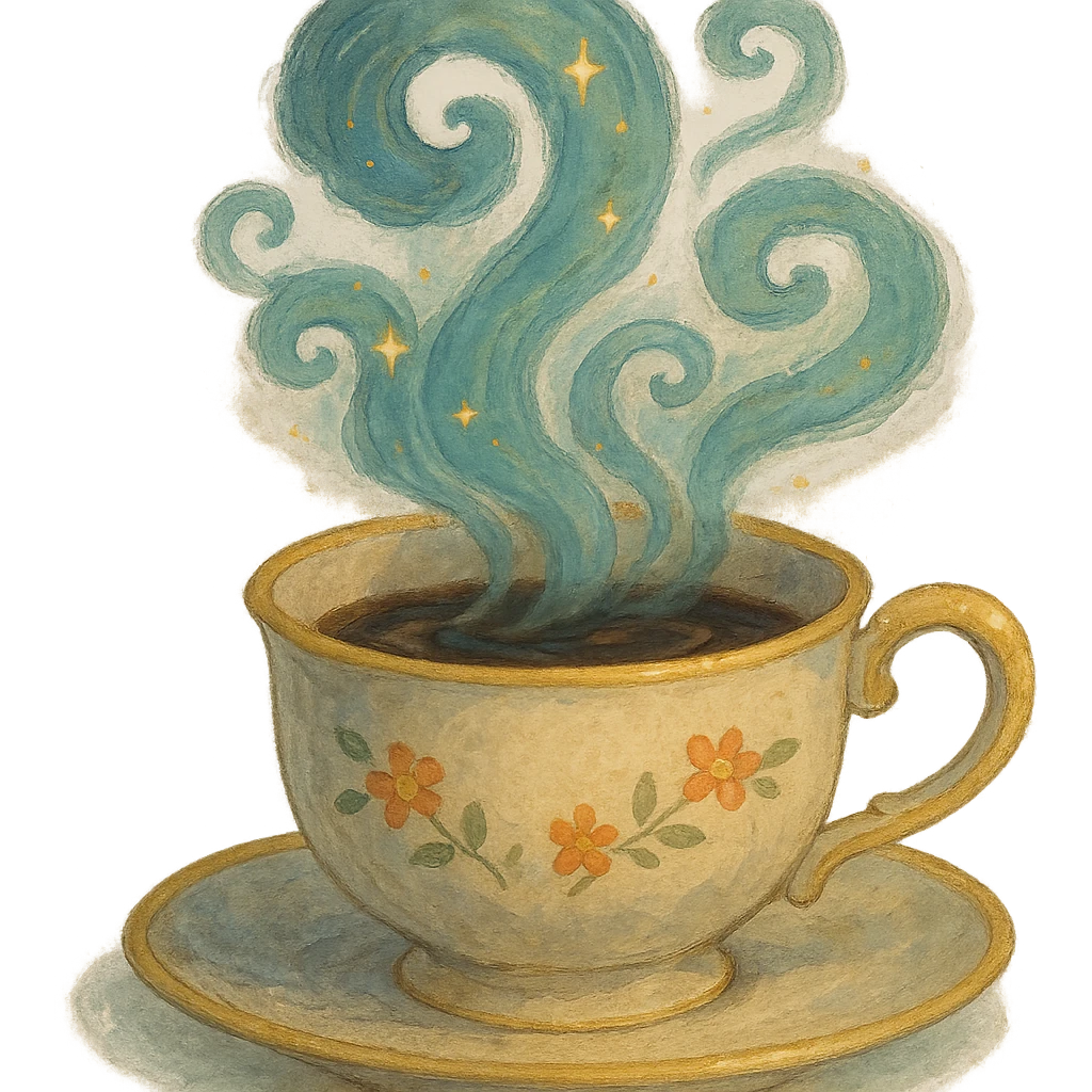 enchanted teacup with swirling steam, soft painterly textures, magical and whimsical, no background emoji
