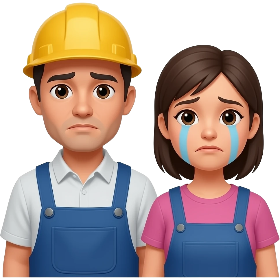 a poor migrant worker couple unhappy emoji
