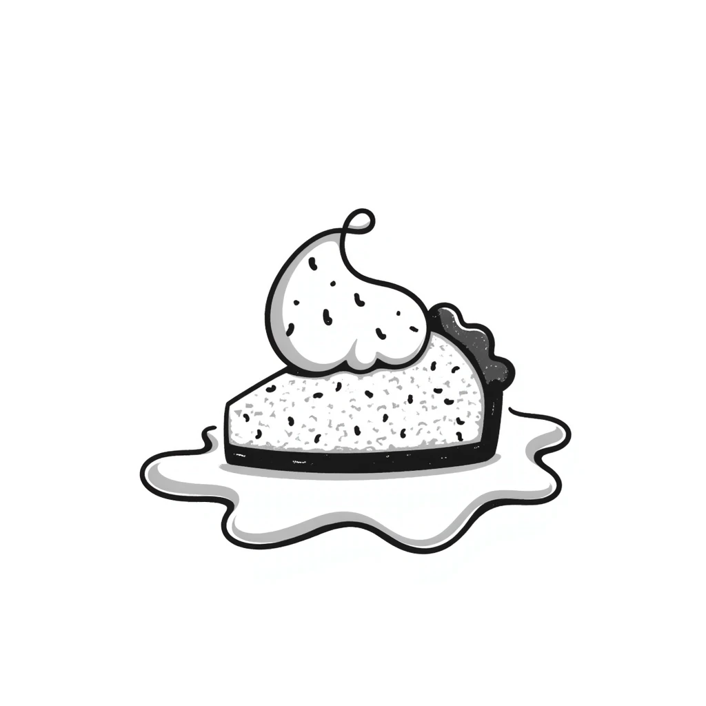hand-drawn doodle style cream pie splat, sketchy lines emoji