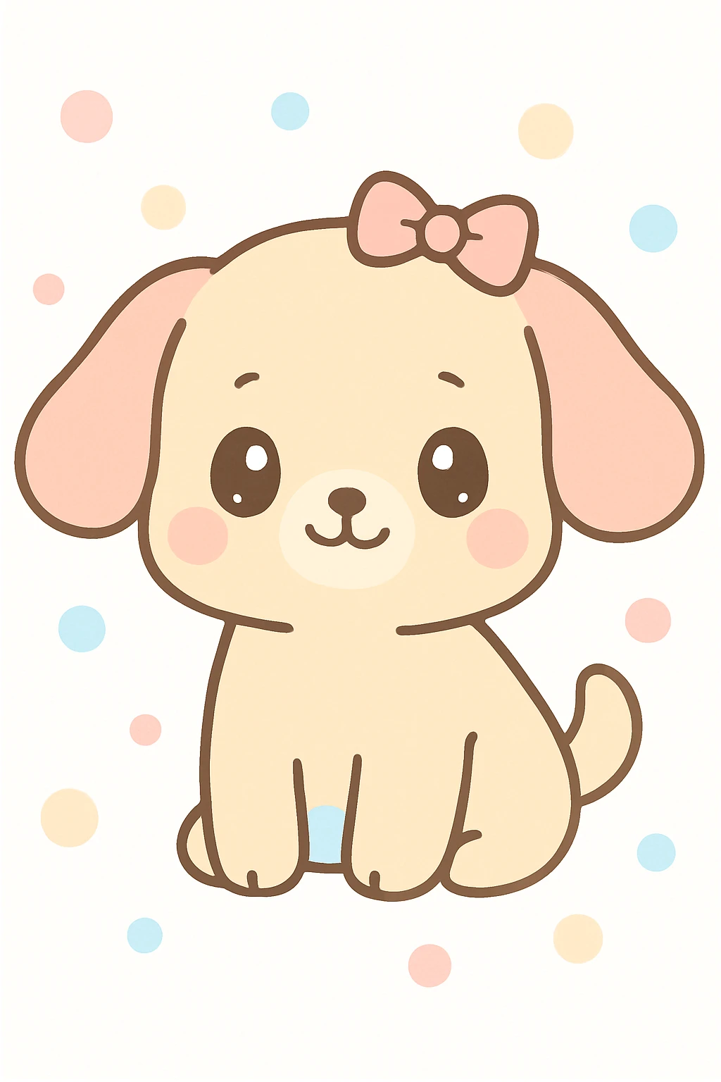 kawaii anime puppy with floppy ears and a tiny bow emoji