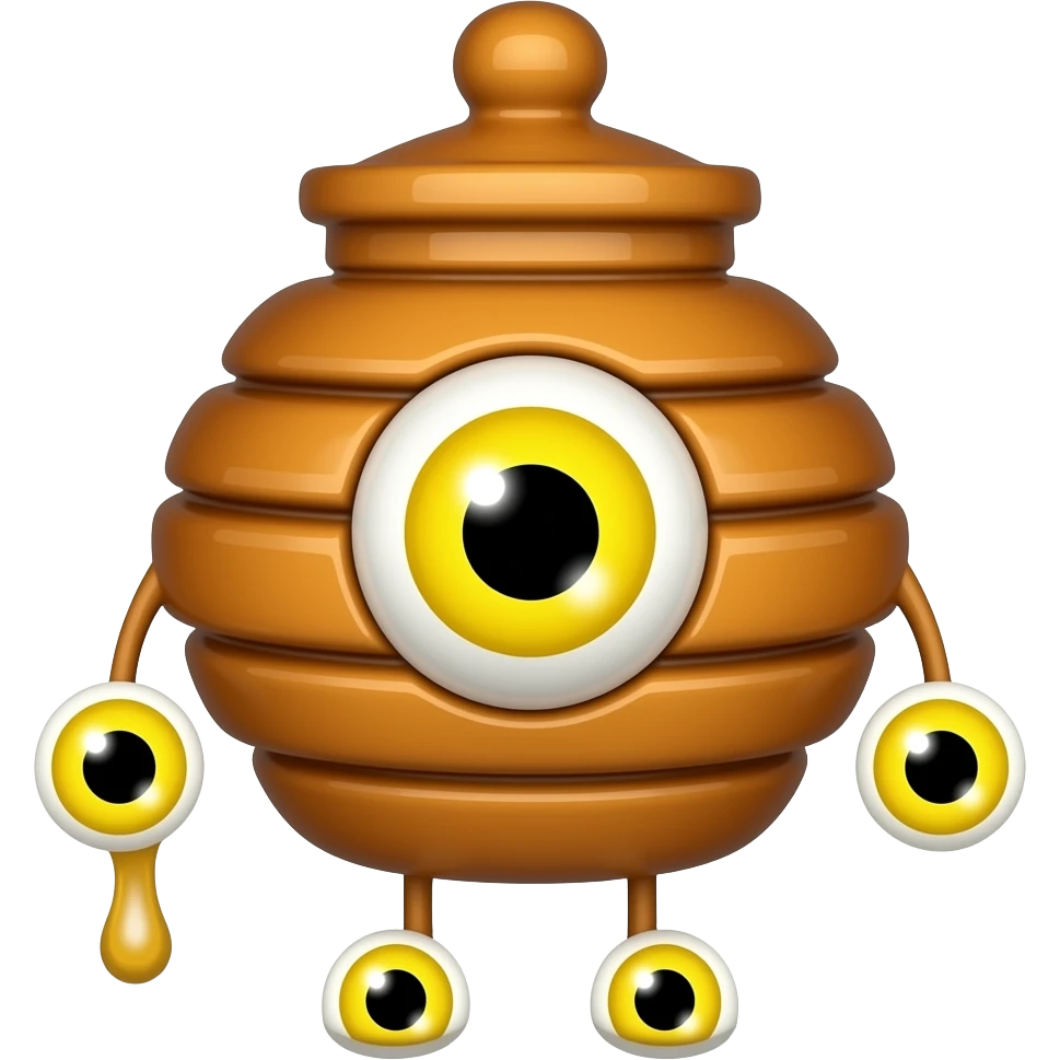 A honey bottle with one single eye and legs and arms with yellow eyes with yellow eyes emoji