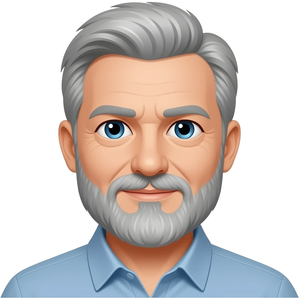 White guy older  grey hair grey bread.blue eves emoji