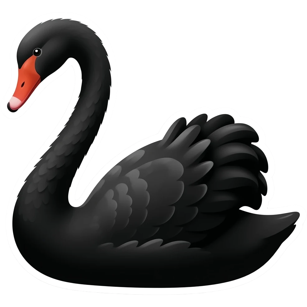 Black swan. It should be like non living appearance of a sticker. Make it all black emoji