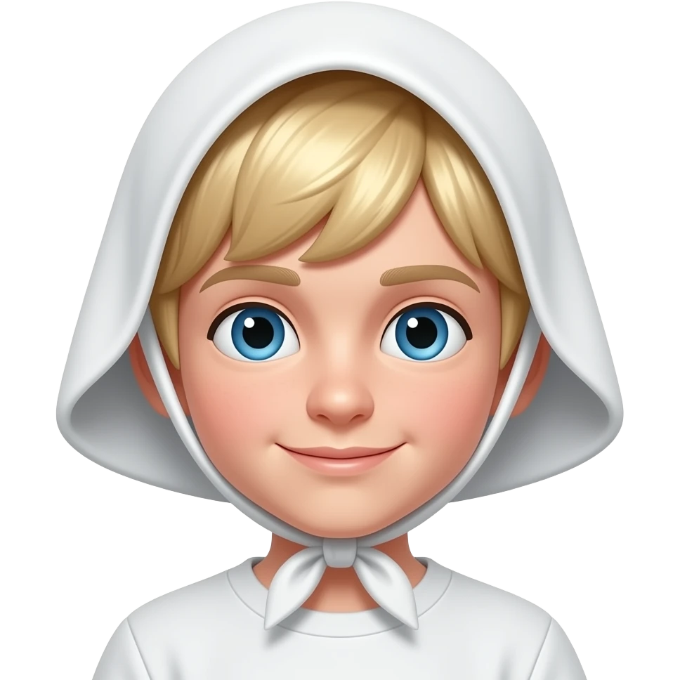 a blonde boy wearing a white theme bonnet emoji