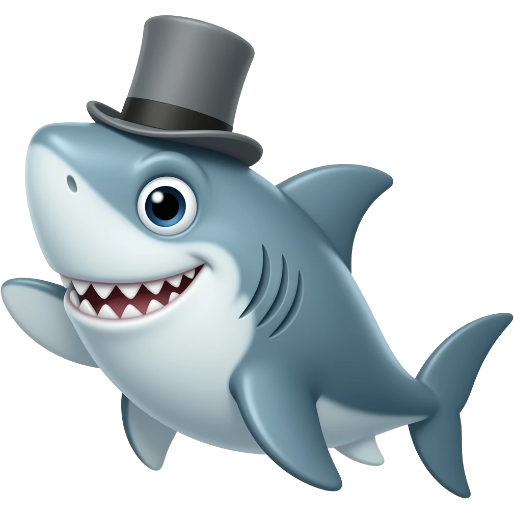 Shark with a top hat emoji