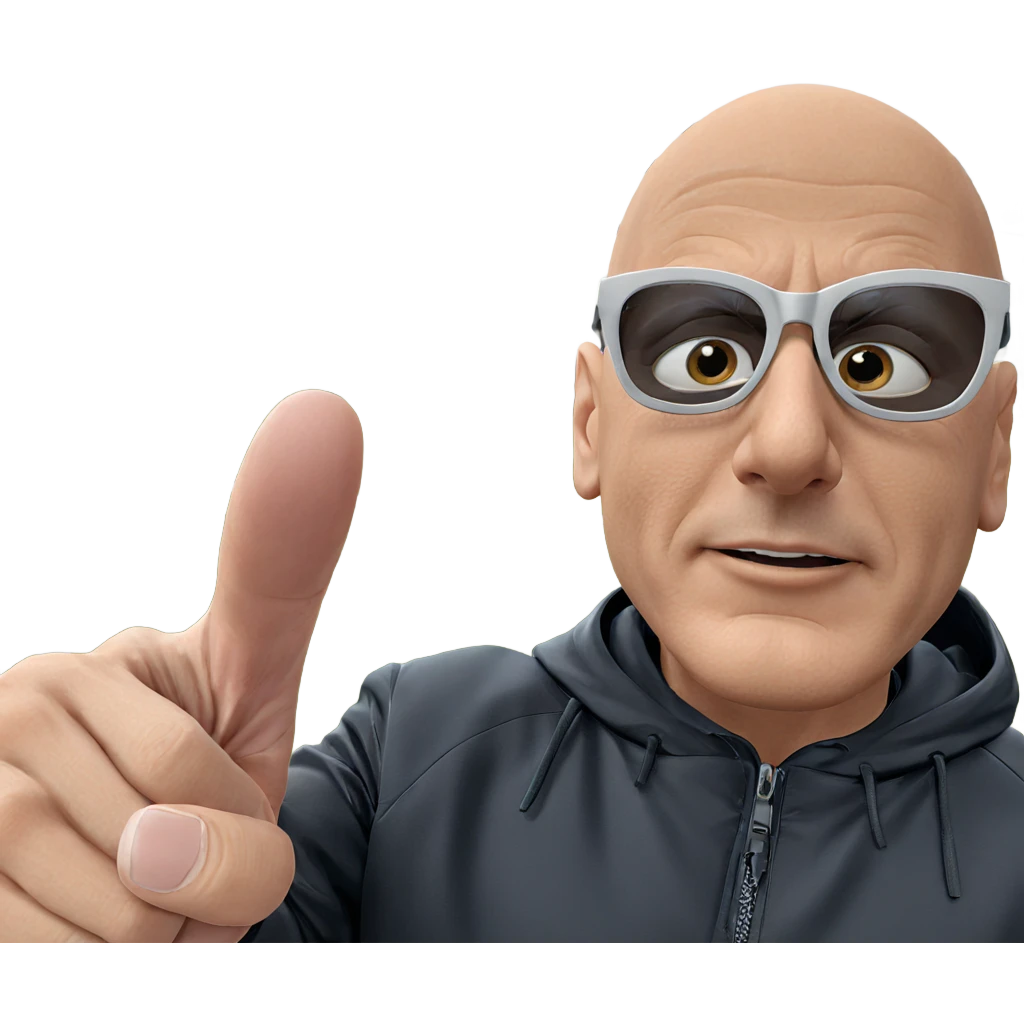 bald boy in black jacket emoji