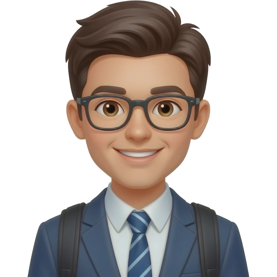 handsome  young student happy emoji