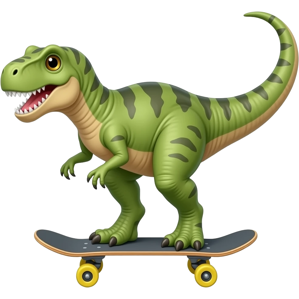 Dinosaur on a skateboard emoji