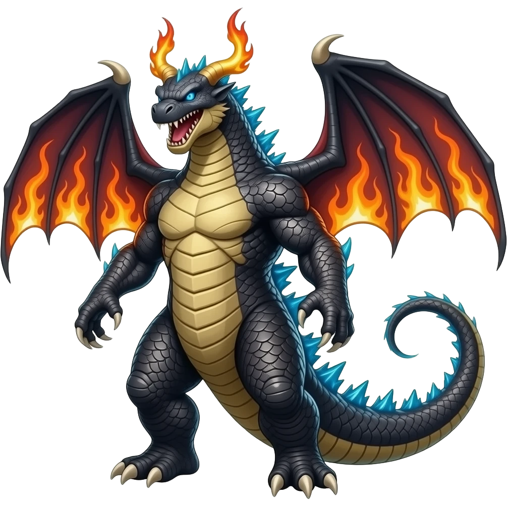 Cool legendary badass edgy Loch Ness monster-Godzilla-Charizard-Zangoose-hybrid-Fakemon-Creature emoji