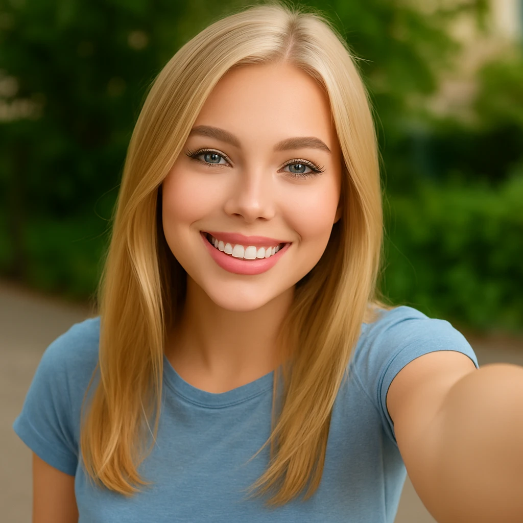 the same girl with a facetune emoji