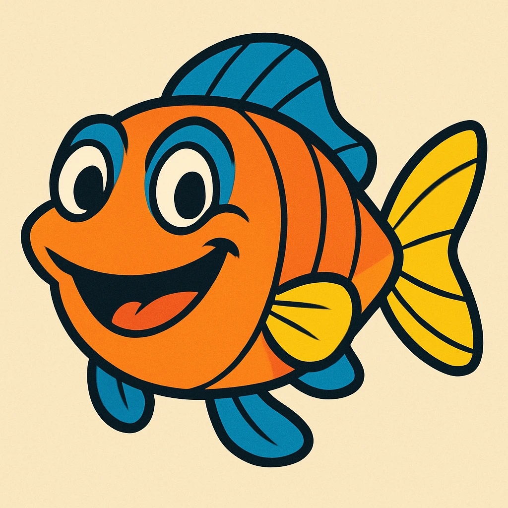 smiling fish vibrant cartoon style emoji