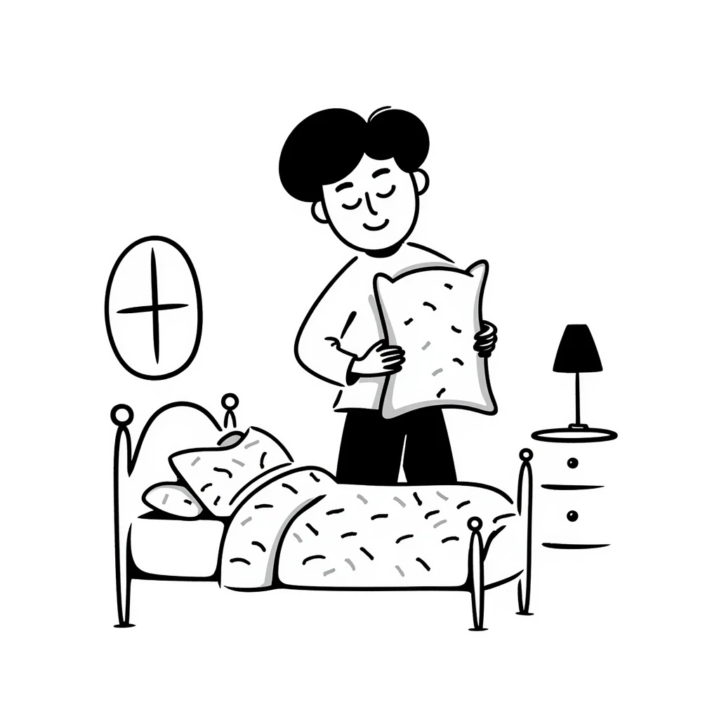 making the bed with pillows and blanket emoji