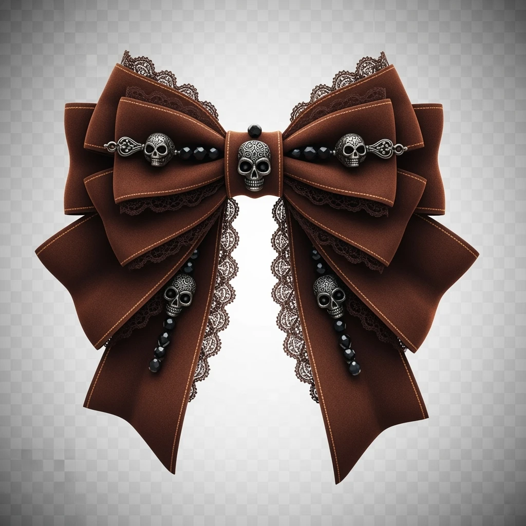 brown goth bow remove background emoji