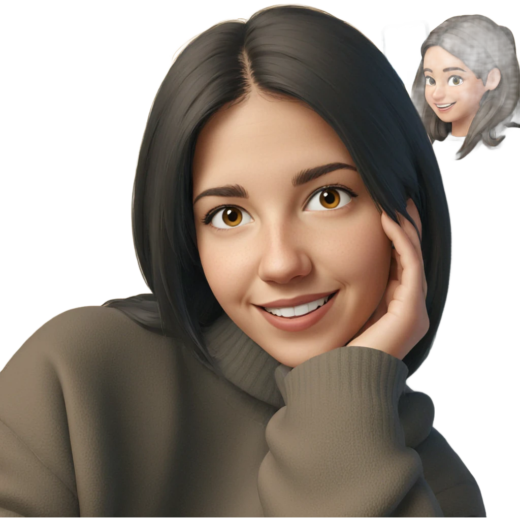 smiling girl in sweater emoji