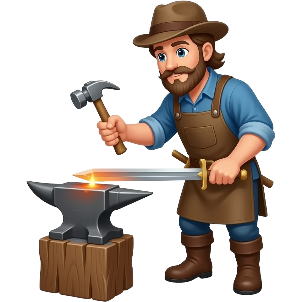 blacksmith making a wsord with a hammer emoji