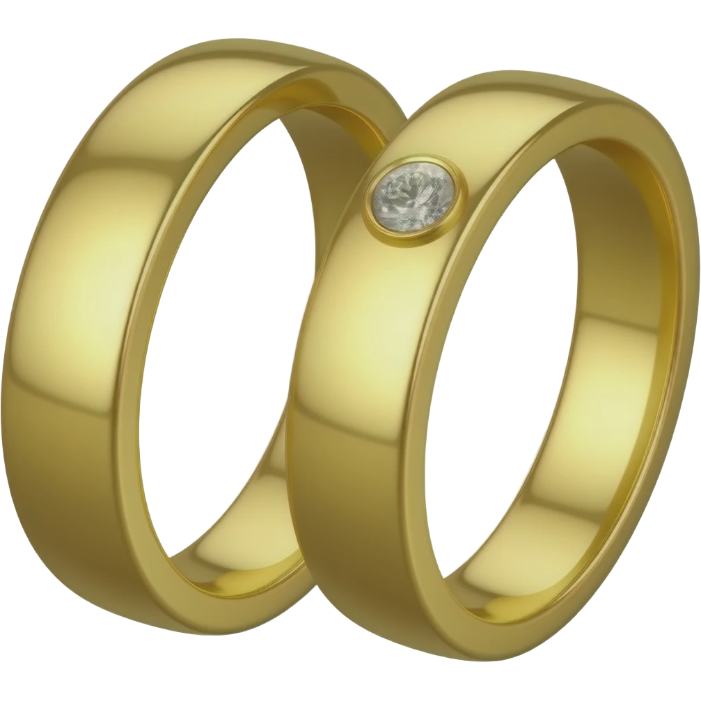 Two rings in two rings in yellow gold, one with a diamond. emoji