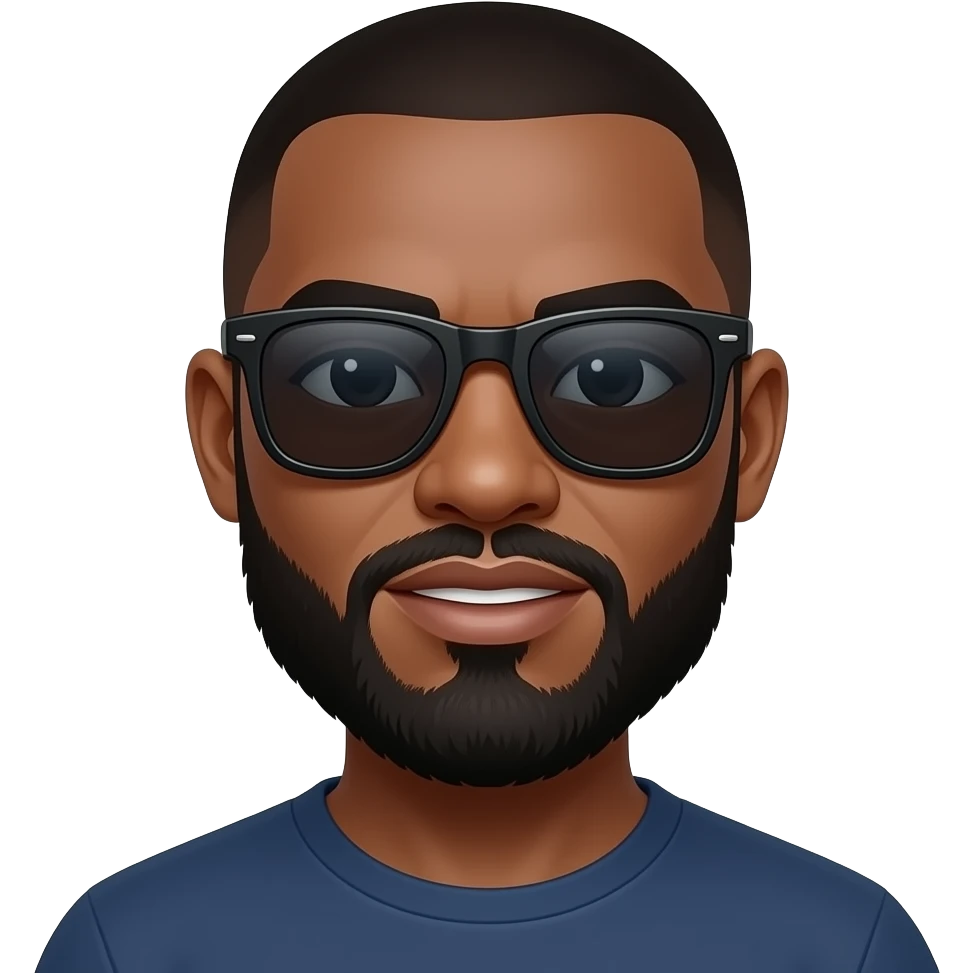 A bald black and a beard in shades emoji