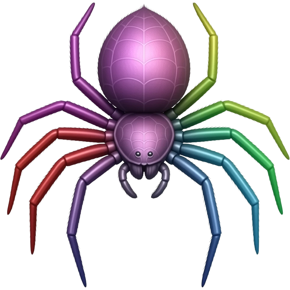 ponles colores morados, rosas y verdees y amarillos a la araña, AGREGALE RED AND BLUE A LA ARAÑA emoji