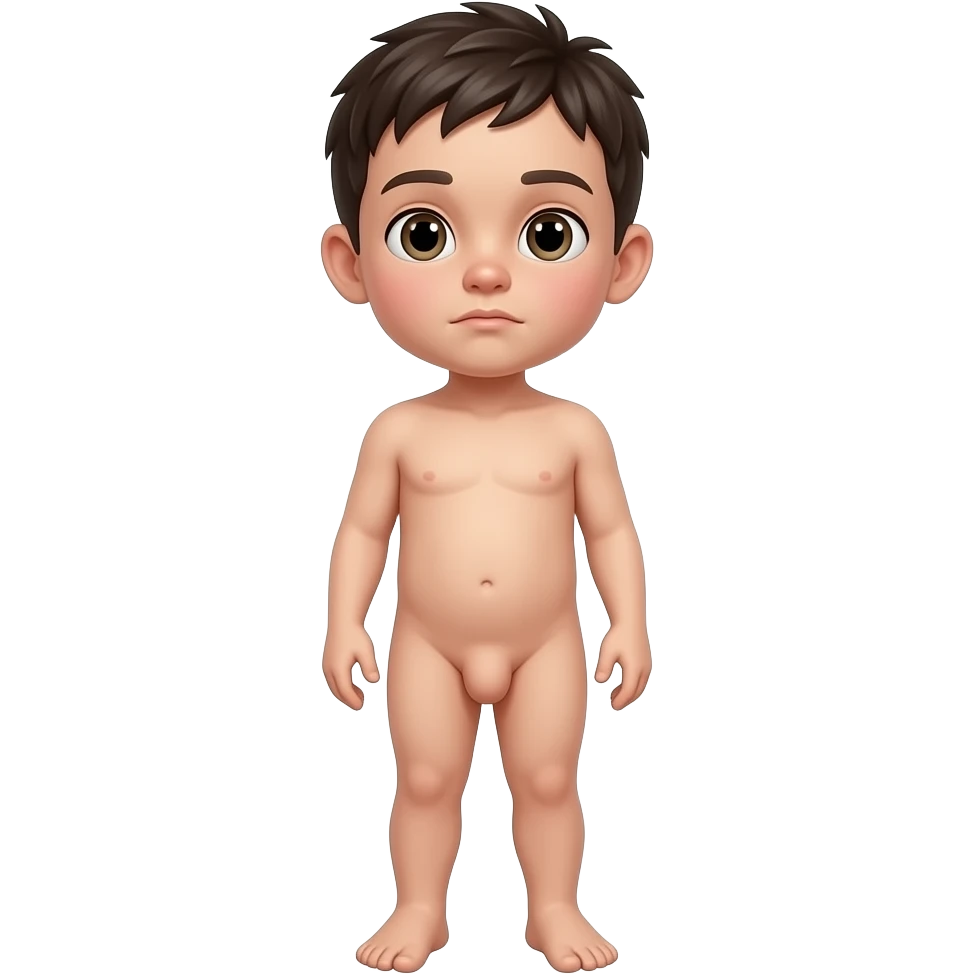 Naked kid boy full body with big penis peeing emoji
