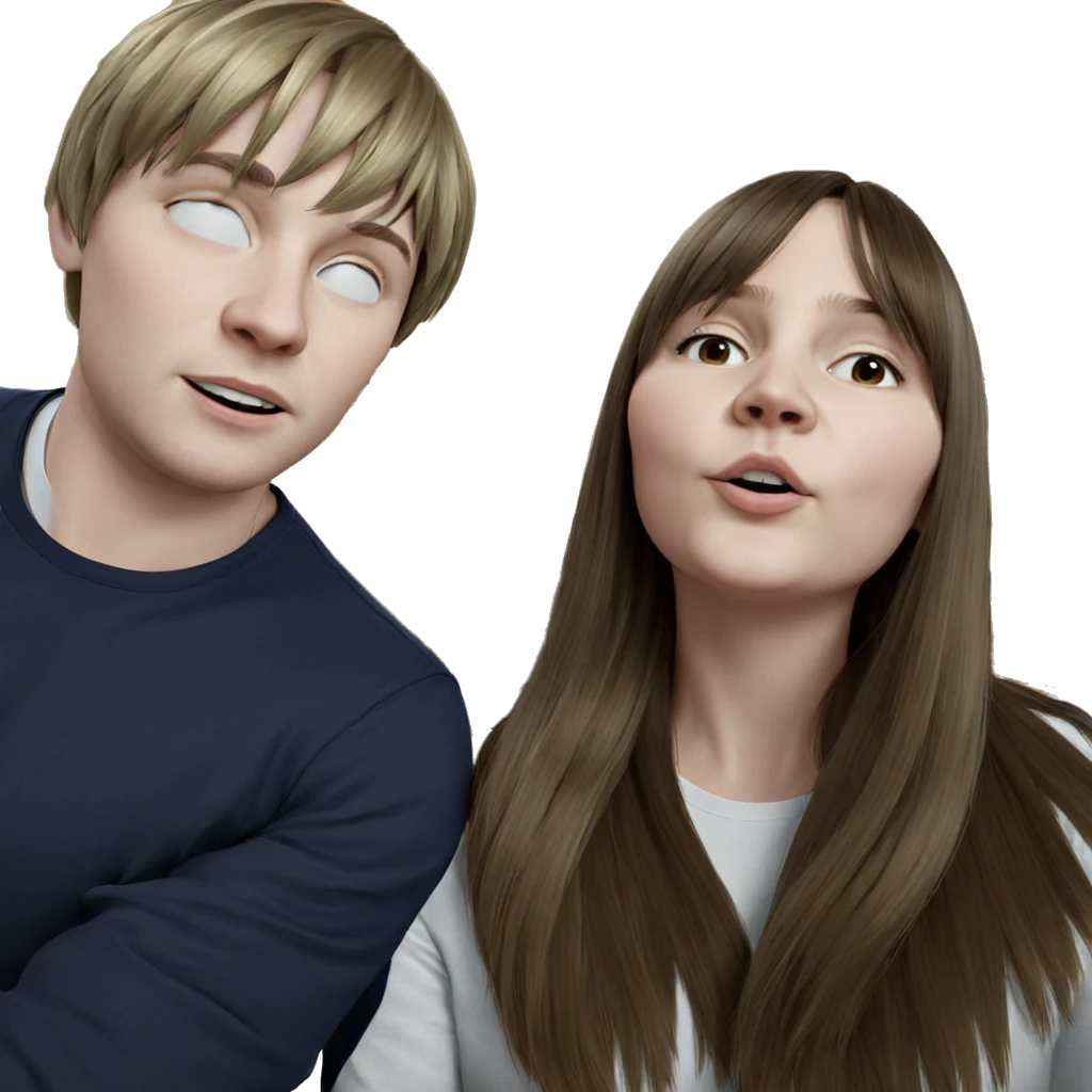 blonde and brown haired duo emoji