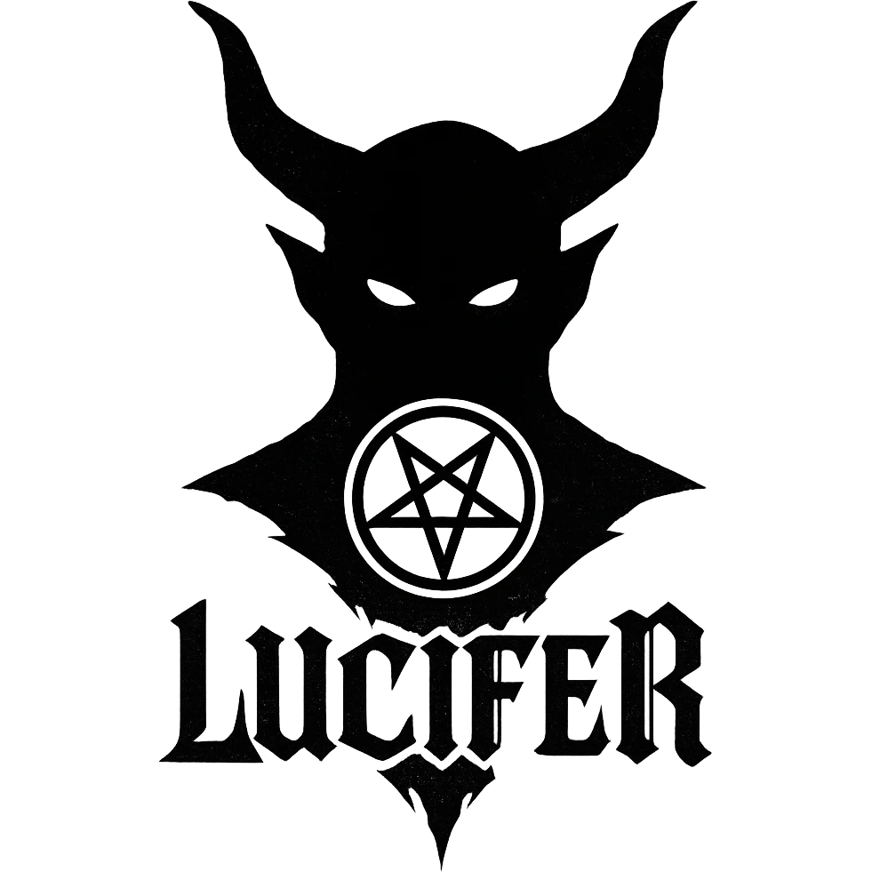 Lucifer's emblem, gothic style, with a horned silhouette and glowing eyes, dark and striking emoji
