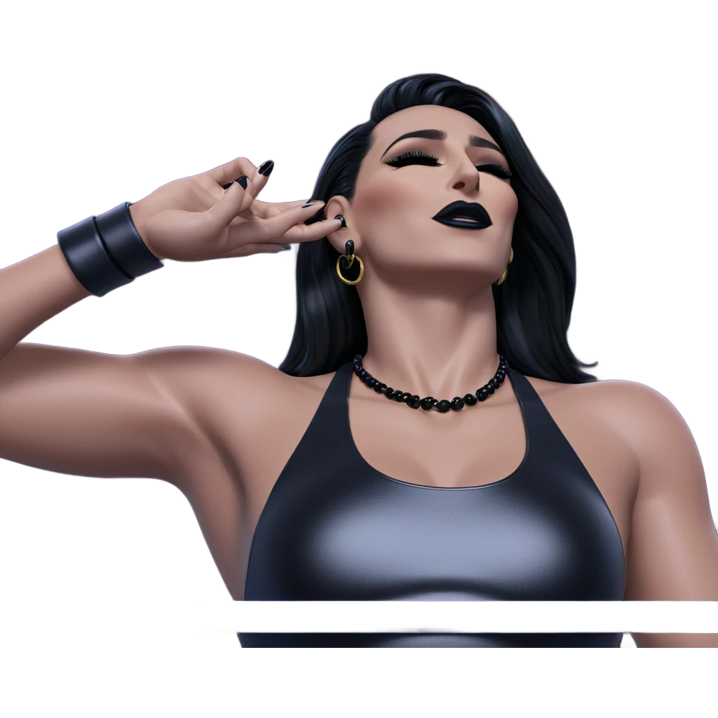 serene beauty with black accessories emoji