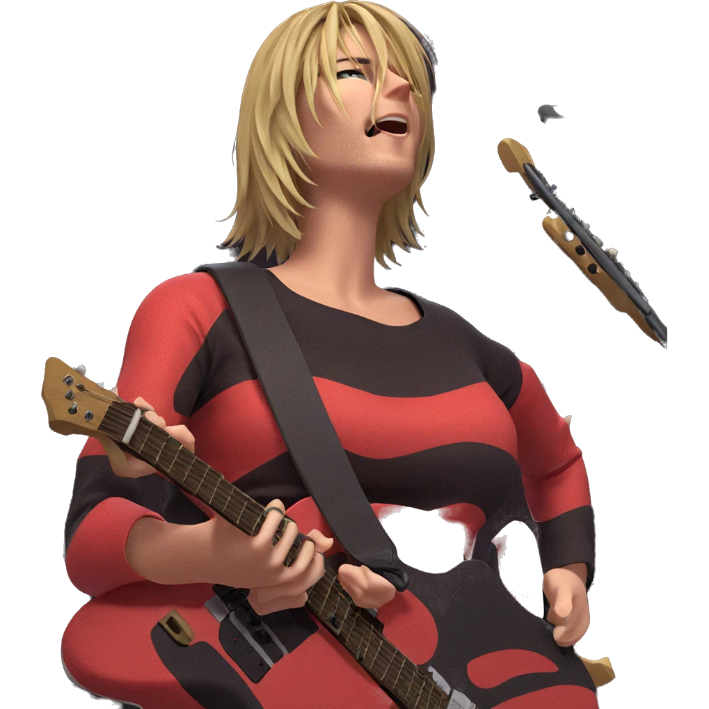 blonde girl with guitar solo emoji