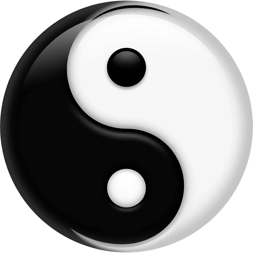 Ying yang two fish black and white emoji