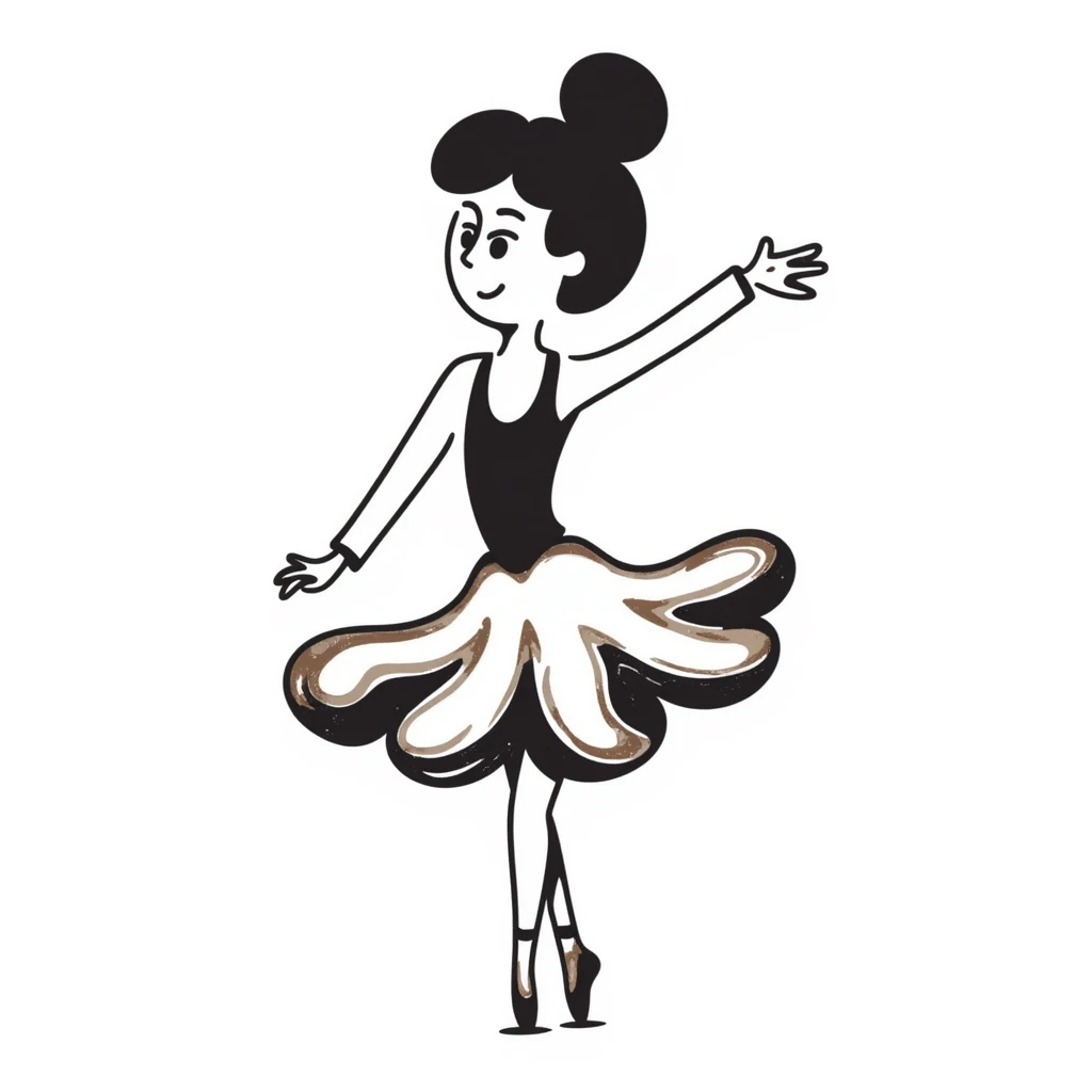 Whimsical ballerina made of coffee and milk foam, pirouetting gracefully emoji