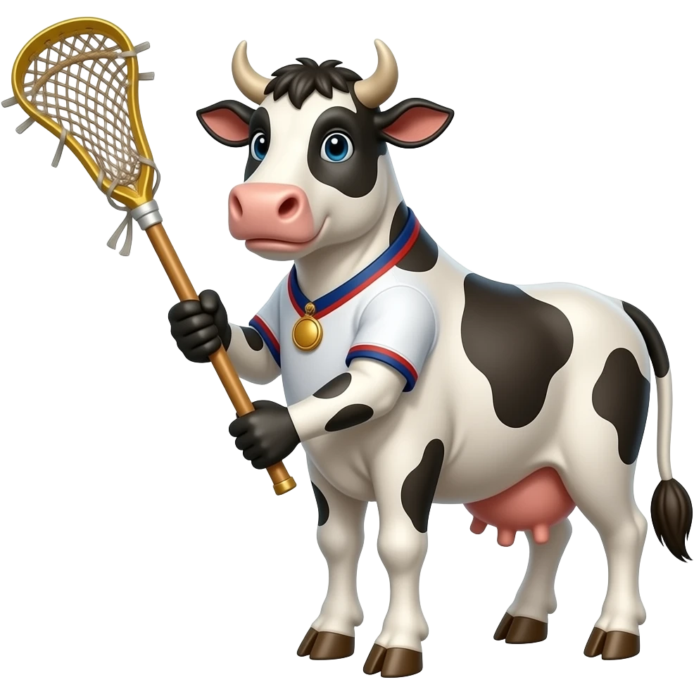 cow with a lacrosse stick emoji