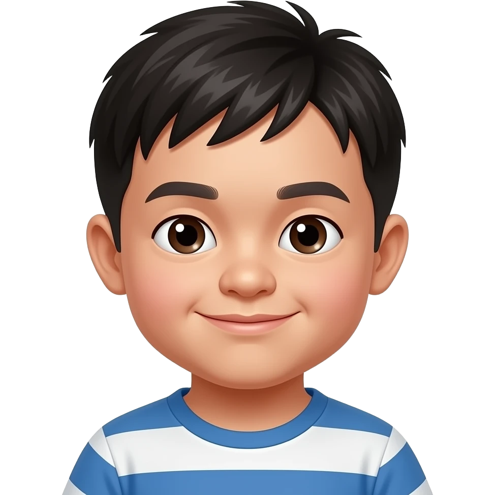 Asian boy with down syndrome slanted eyes emoji