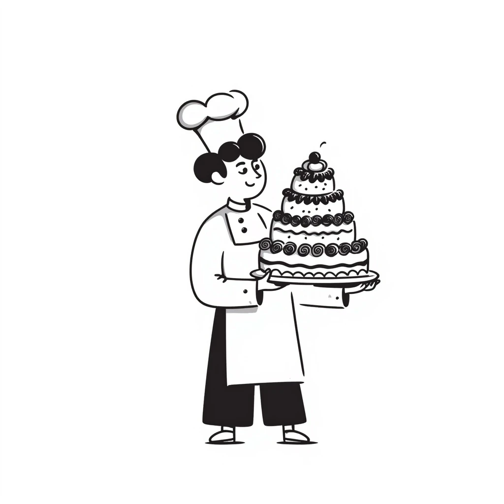 a pastry chef with a cake emoji
