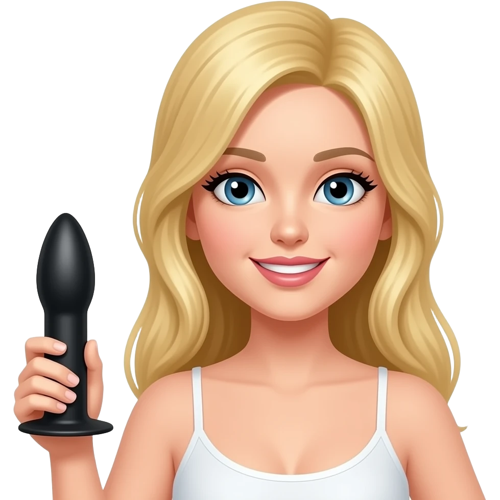 Blond Girl holding black dildo emoji