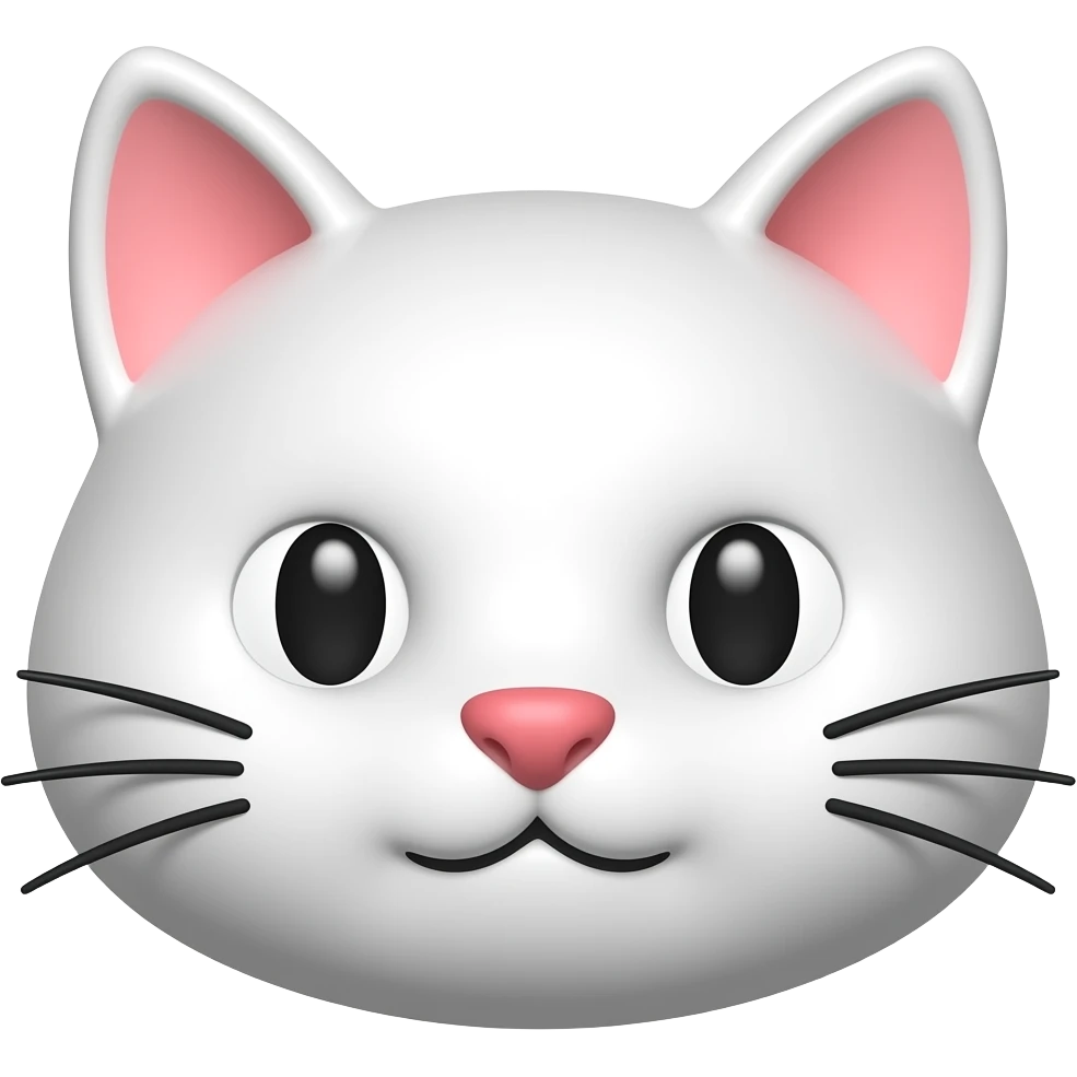 Aesthetic white cat face emoji holding, soft pastel colors, cute 3D render, transparent background emoji