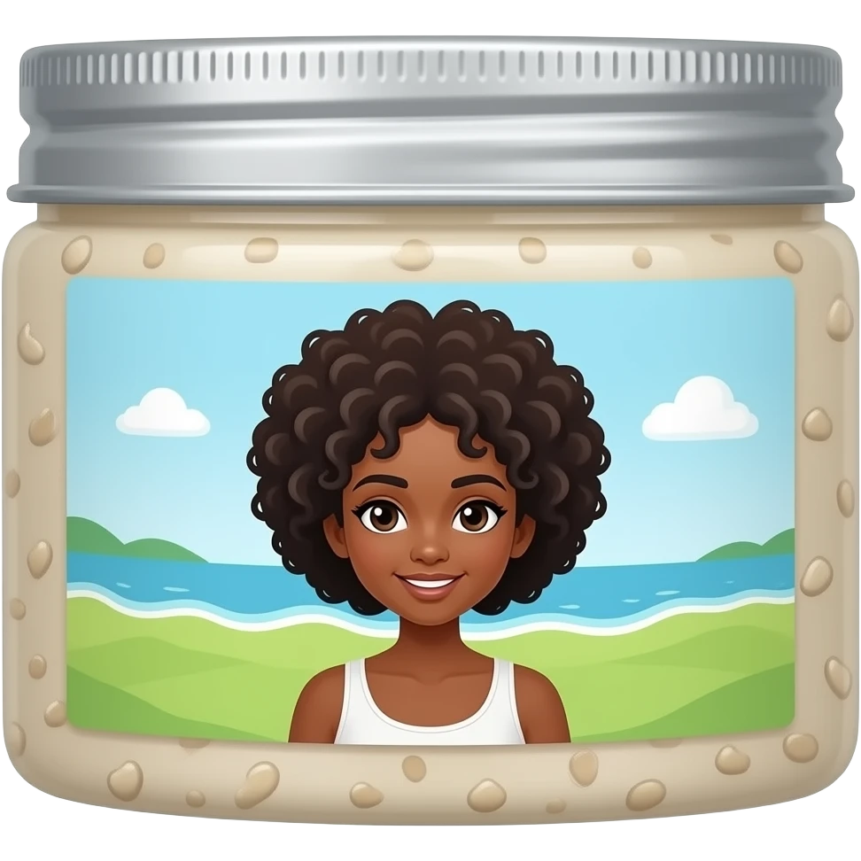 Body scrub pot label human girl black summer afro emoji