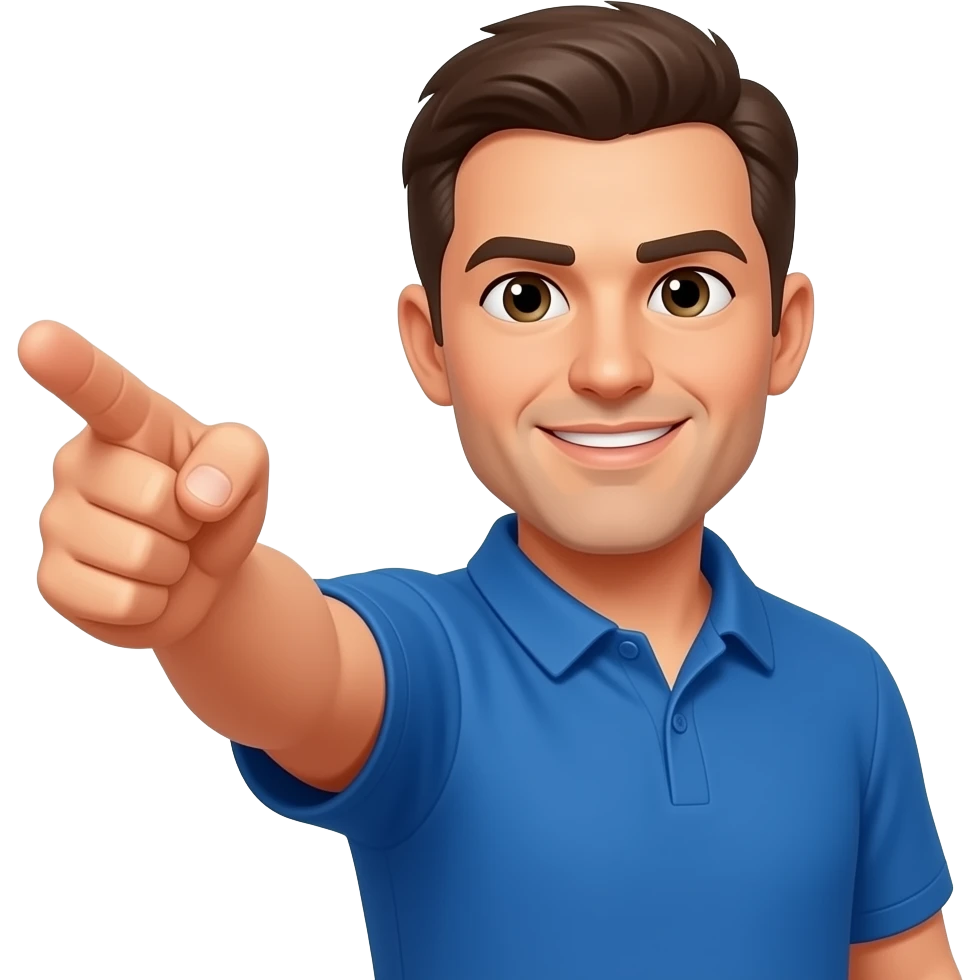 coach in a blue shirt making a pistol gesture emoji