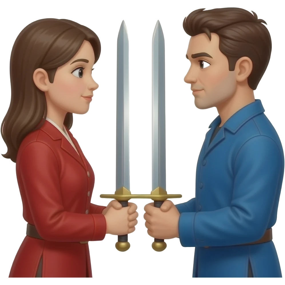 Red vs blue and both of them have swords emoji